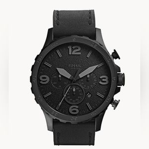 FOSSIL - Nate Chronograph Black Leather Watch